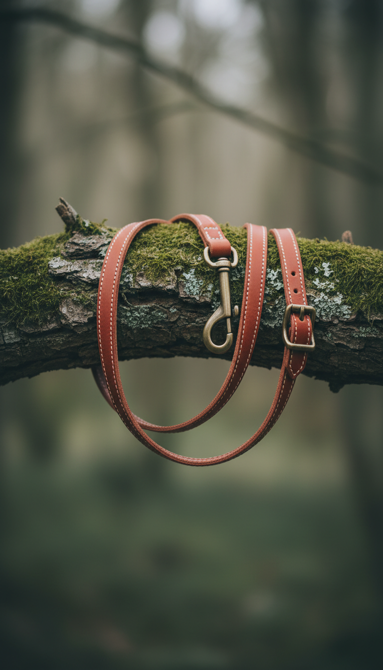 Leather Adjustable Leash With Brass Hardware